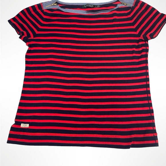 Ralph Lauren Red and Navy blue Short Sleeve Tee womens size XL - Picture 1 of 4